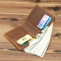 men's vertical wallet Brown Leather Mens Slim Bifold Wallet Small Wallets Vertical Billfold Wallet Front Pocket Wallet for Men