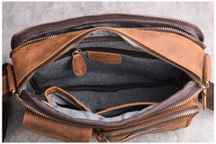 Small Brown Messenger Bag Brown Leather Messenger Bag Men's Brown  Crossbody Bag 