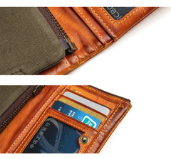 mens brown wallet Brown Leather Wallet Vertical Bifold Wallet Men's Vertical Wallet With Detachable Card Holder