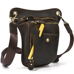 waist leg bag​ Motorcycle Thigh Bag Brown Biker Leg Bag Leather Men's Belt Pouch Drop Leg Bags