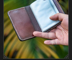 cards wallet​ Dark Brown Leather Wallet for Credit Cards Handmade Leather Card Wallets Mens Leather Card Wallet