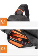 Cool Large Sling Bag For Men Waterproof Black Oxford Fabric Fashion Sling Bag For Big Guy