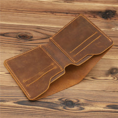 vertical bifold wallets for men Brown Leather Mens Slim Bifold Wallet Small Wallets Front Pocket Wallet for Men Vertical Billfold Wallet 