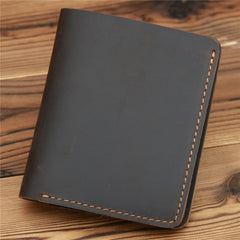 best minimalist wallet mens Coffee Leather Mens Slim Bifold Wallet Small Wallets Vertical Billfold Wallet Front Pocket Wallet for Men