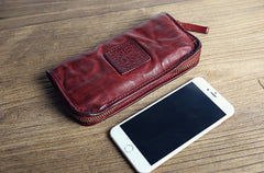 Mens Leather Clutch Wallet Zip Around Wallet Leather Wallet Clutch for Men Leather Zip Wallet