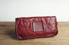 Mens Leather Clutch Wallet Zip Around Wallet Red Leather Wallet Clutch for Men Leather Zip Wallet