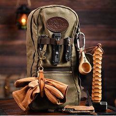 Slim Waxed Hiking Canvas Backpack Slim Canvas Mens Waterproof Backpack for Men