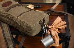 Slim Waxed Hiking Canvas Backpack Slim Canvas Mens Waterproof Backpack for Men