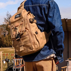 Khaki Large Military Rucksack Tactical Sling Bag For Men Canvas Military Backpack For Men 