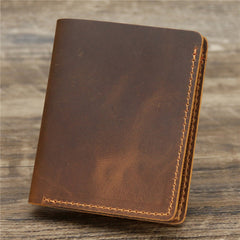 mens wallet vertical Brown Leather Mens Slim Bifold Wallet Small Wallets Vertical Billfold Wallet Front Pocket Wallet for Men