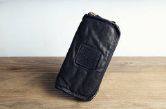 Mens Leather Clutch Wallet Zip Around Wallet Black Leather Wallet Clutch for Men Leather Zip Wallet