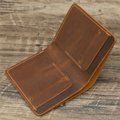 vertical bifold wallet Brown Leather Mens Slim Bifold Wallet Small Wallets Vertical Billfold Wallet Front Pocket Wallet for Men