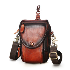 Leather Belt Pouch Mens Small Crossbody Bag Cell Phone Belt Holster Mens small belt clip tool pouch​ Leather Belt Bag