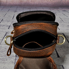 Leather Belt Pouch Mens Small Crossbody Bag Cell Phone Belt Holster Mens Leather Belt Bag belt pouch with clip​