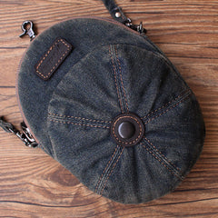Black Unique Denim Cap Mini Shoulder Bags Belt Pouch Denim Cap Phone Crossbody Bag