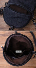 Black Unique Denim Cap Mini Shoulder Bags Belt Pouch Denim Cap Phone Crossbody Bag