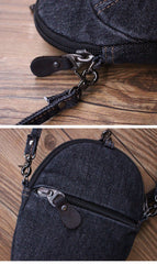 Black Unique Denim Cap Mini Shoulder Bags Belt Pouch Denim Cap Phone Crossbody Bag