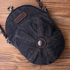 Black Unique Denim Cap Mini Shoulder Bags Belt Pouch Denim Cap Phone Crossbody Bag