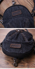 Black Unique Denim Cap Mini Shoulder Bags Belt Pouch Denim Cap Phone Crossbody Bag