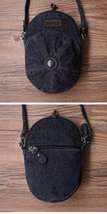 Black Unique Denim Cap Mini Shoulder Bags Belt Pouch Denim Cap Phone Crossbody Bag
