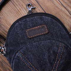 Black Unique Denim Cap Mini Shoulder Bags Belt Pouch Denim Cap Phone Crossbody Bag