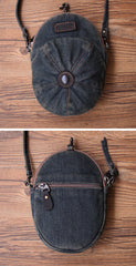 Black Unique Denim Cap Mini Shoulder Bags Belt Pouch Denim Cap Phone Crossbody Bag