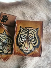 Tiger Tooled Leather Wallet Card Wallet with ID Window 