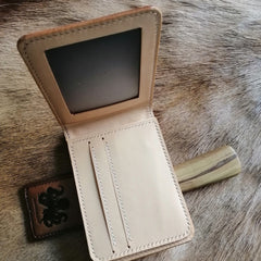 Floral ID Holder Wallet Mens Wallet with ID Window Flower Tooled Leather Wallet Card Wallet with ID Window 