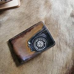 Car leather card case id wallet Tooled Leather Wallet id holder wallet id card wallet