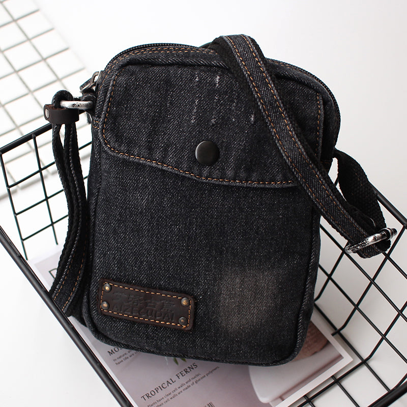 Mini Black Leather Shoulder Handbag Purse Leather Crossbody Purse, Blue
