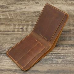 mens minimalist wallet Brown Leather Mens Slim Bifold Wallet Small Wallets Vertical Billfold Wallet Front Pocket Wallet for Men