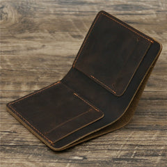 vertical leather wallet Brown Leather Mens Slim Bifold Wallet Small Wallets Vertical Billfold Wallet Front Pocket Wallet for Men