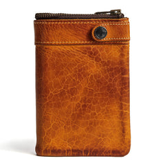 leather wallet vertical​ Brown Leather Wallet Vertical Bifold Wallet Men's Vertical Wallet With Detachable Card Holder