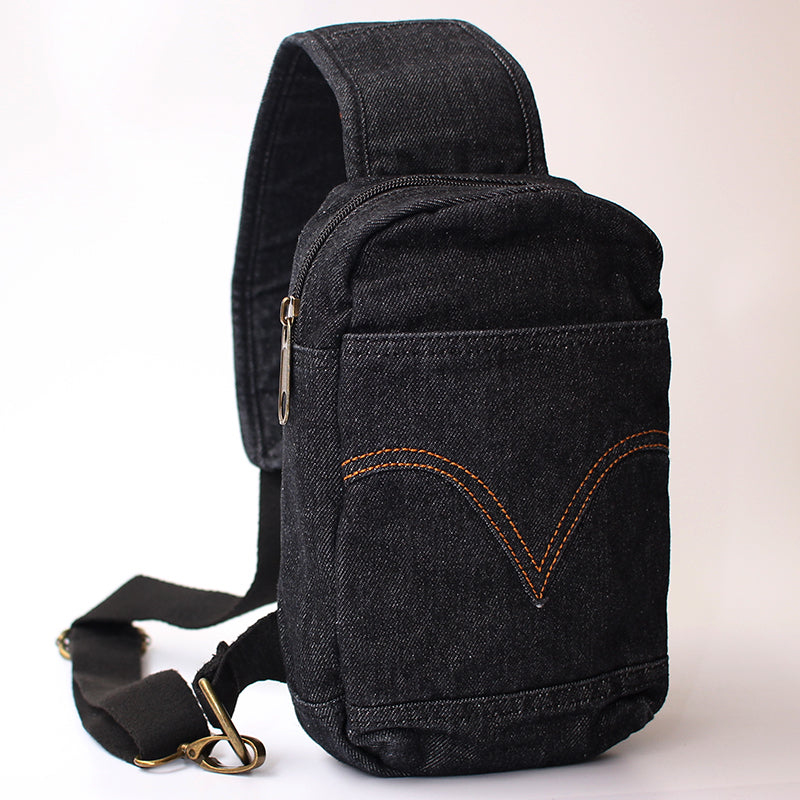 Black Vintage Denim Shoulder Bag