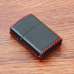 Cool Handmade Black Leather Mens Classic Zippo Lighter Case Standard Zippo Lighter Holder for Men