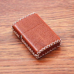 Cool Handmade Black Leather Mens Classic Zippo Lighter Case Standard Zippo Lighter Holder for Men