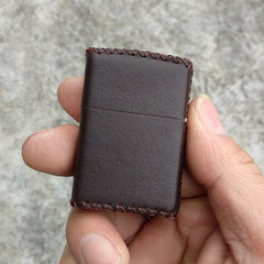 Cool Handmade Black Leather Mens Classic Zippo Lighter Case Standard Zippo Lighter Holder for Men