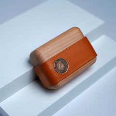 Handmade Black Leather Cherrywood AirPods Pro Case Custom Black Leather AirPods Pro Case Airpod Case Cover - iwalletsmen