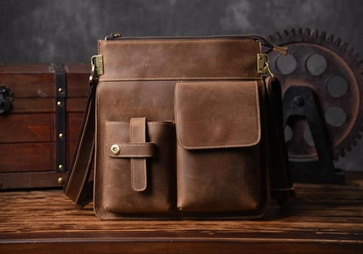 Cool Leather Mens Shoulder Bag Messenger Bag Chest Bag for men ...