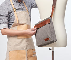 Mens Canvas Leather Square Side Bag Messenger Bag Canvas Shoulder Bag for Men - iwalletsmen