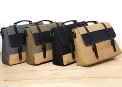 Mens Canvas Leather Briefcase Handbag Work Bag Business Bag for Men - iwalletsmen