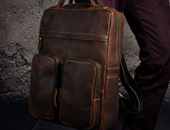 Cool Mens Leather Backpack Vintage Travel Backpack School Backpack for men - iwalletsmen