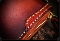 Handmade Leather Tibetan Mens Chain Biker Wallet Cool Leather Wallet Long Clutch Wallets for Men