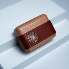 Handmade Black Leather Cherrywood AirPods Pro Case Custom Black Leather AirPods Pro Case Airpod Case Cover - iwalletsmen