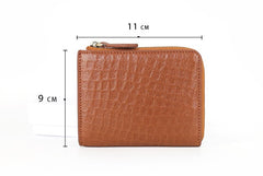 Leather Mens Zipper Small Wallet Slim Wallet Front Pocket Wallet Card Wallet for Men - iwalletsmen