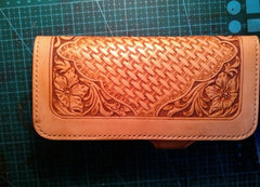 Handmade Tooled Floral Mens Leather Long Wallet Cool Long Wallet for Men - iwalletsmen