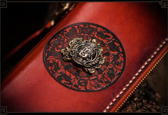 Handmade Leather Tibetan Mens Chain Biker Wallet Cool Leather Wallet Long Clutch Wallets for Men