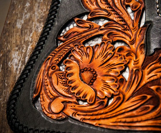 Handmade Mens Cool Tooled Floral Leather Chain Wallet Biker Trucker Wa –  iwalletsmen