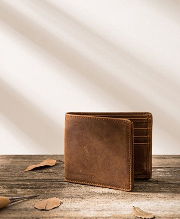 Cool Leather Vintage Mens Slim Small Wallets Zipper billfold Wallets for Men - iwalletsmen