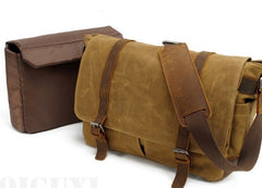 Mens Waxed Canvas Camera Messenger Bag Side Bag Camera Shoulder Bag for Men - iwalletsmen